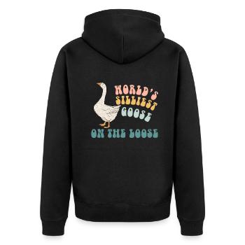 Worlds Silliest Goose On The Loose - Unisex Premium Organic Zip Hoodie - black - Back - Nico (187cm)
