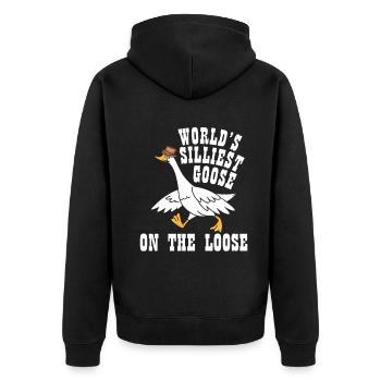 Worlds Silliest Goose On The Loose - Unisex Premium Organic Zip Hoodie - black - Back - Nico (187cm)