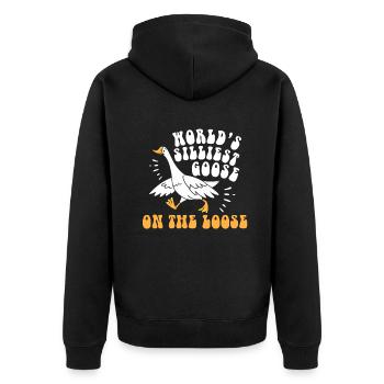 Die dümmste Gans der Welt auf freiem Fuß - Unisex Premium Bio Zip Hoodie - Schwarz - Hinten - Nico (187cm)