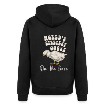 Worlds Silliest Goose On The Loose - Unisex Premium Organic Zip Hoodie - black - Back - Nico (187cm)