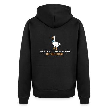 Worlds Silliest Goose On The Loose - Unisex Premium Organic Zip Hoodie - black - Back - Nico (187cm)