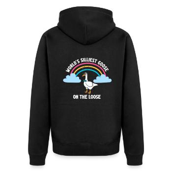 Worlds Silliest Goose On The Loose - Unisex Premium Organic Zip Hoodie - black - Back - Nico (187cm)