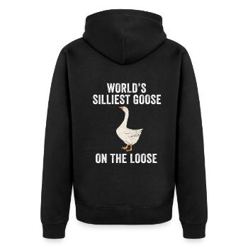 Worlds Silliest Goose On The Loose - Unisex Premium Organic Zip Hoodie - black - Back - Nico (187cm)