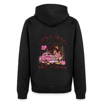 Ich habe ein Herz wie ein Truck - Unisex Premium Bio Zip Hoodie - Schwarz - Hinten - Nico (187cm)