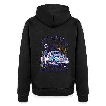 Ich habe ein Herz wie ein Truck - Unisex Premium Bio Zip Hoodie - Schwarz - Hinten - Nico (187cm)