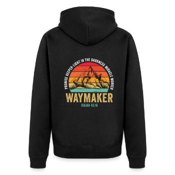 Waymaker Promise Keeper Miracle Worker - Unisex Premium Organic Zip Hoodie - black - Back - Nico (187cm)