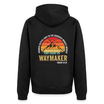 Waymaker Promise Keeper Miracle Worker - Unisex Premium Organic Zip Hoodie - black - Back - Nico (187cm)