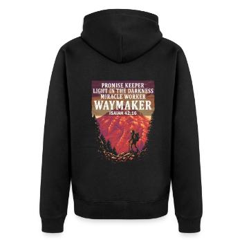 Waymaker Promise Keeper Miracle Worker - Unisex Premium Organic Zip Hoodie - black - Back - Nico (187cm)