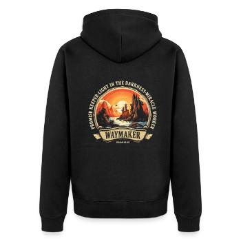 Waymaker Promise Keeper Miracle Worker - Unisex Premium Organic Zip Hoodie - black - Back - Nico (187cm)