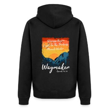 Waymaker Promise Keeper Miracle Worker - Unisex Premium Organic Zip Hoodie - black - Back - Nico (187cm)