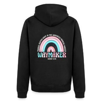 Waymaker Promise Keeper Miracle Worker - Unisex Premium Organic Zip Hoodie - black - Back - Nico (187cm)