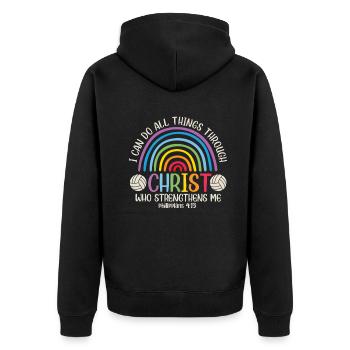 I Can Do All Things Through Volleyball - Unisex Premium Organic Zip Hoodie - black - Back - Nico (187cm)