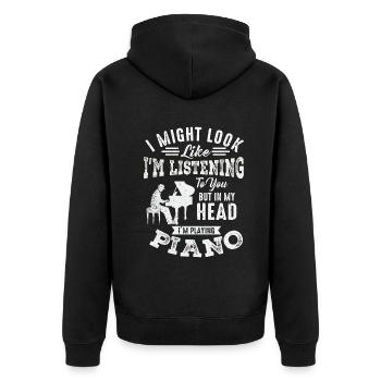 J’ai peut-être l’air d’écouter du piano - Veste à capuche bio Premium Unisexe - noir - Dos - Nico (187cm)