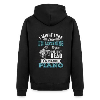 J’ai peut-être l’air d’écouter du piano - Veste à capuche bio Premium Unisexe - noir - Dos - Nico (187cm)