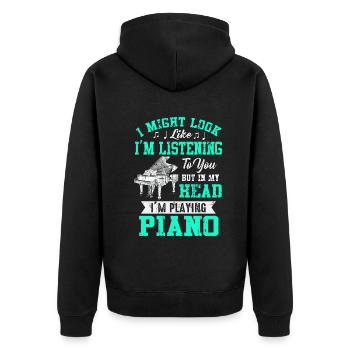 J’ai peut-être l’air d’écouter du piano - Veste à capuche bio Premium Unisexe - noir - Dos - Nico (187cm)