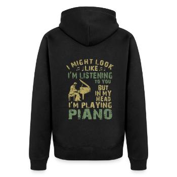 J’ai peut-être l’air d’écouter du piano - Veste à capuche bio Premium Unisexe - noir - Dos - Nico (187cm)