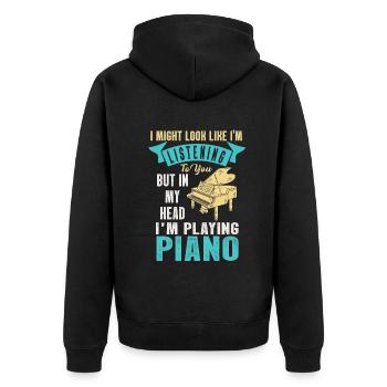 J’ai peut-être l’air d’écouter du piano - Veste à capuche bio Premium Unisexe - noir - Dos - Nico (187cm)