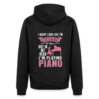 J’ai peut-être l’air d’écouter du piano - Veste à capuche bio Premium Unisexe - noir - Dos - Nico (187cm)