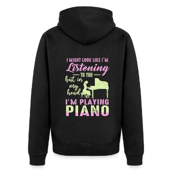 J’ai peut-être l’air d’écouter du piano - Veste à capuche bio Premium Unisexe - noir - Dos - Nico (187cm)
