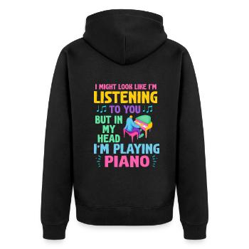 J’ai peut-être l’air d’écouter du piano - Veste à capuche bio Premium Unisexe - noir - Dos - Nico (187cm)