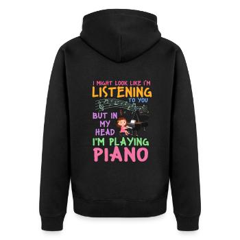 J’ai peut-être l’air d’écouter du piano - Veste à capuche bio Premium Unisexe - noir - Dos - Nico (187cm)