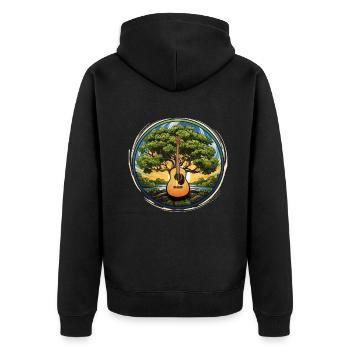 Yggdrasil Natur Musiker Baum Des Lebens - Unisex Premium Bio Zip Hoodie - Schwarz - Hinten - Nico (187cm)