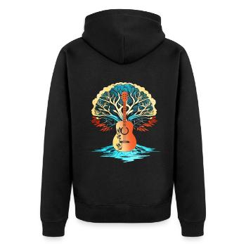 Yggdrasil Natur Musiker Baum Des Lebens - Unisex Premium Bio Zip Hoodie - Schwarz - Hinten - Nico (187cm)