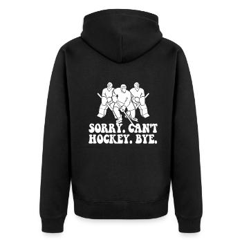 Sorry Can't Hockey Bye Hockey Lover - Unisex Premium Organic Zip Hoodie - black - Back - Nico (187cm)