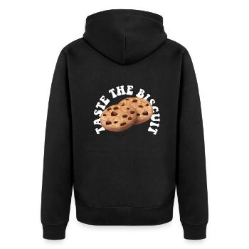 Taste The Biscuit Taste The Goodness - Unisex Premium Organic Zip Hoodie - black - Back - Nico (187cm)