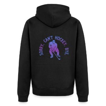 Sorry Can't Hockey Bye Hockey Lover - Unisex Premium Organic Zip Hoodie - black - Back - Nico (187cm)
