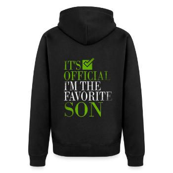 C'est officiel, je suis le fils préféré - Veste à capuche bio Premium Unisexe - noir - Dos - Nico (187cm)