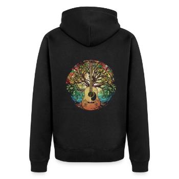 Yggdrasil Natur Musiker Baum des Lebens - Unisex Premium Bio Zip Hoodie - Schwarz - Hinten - Nico (187cm)