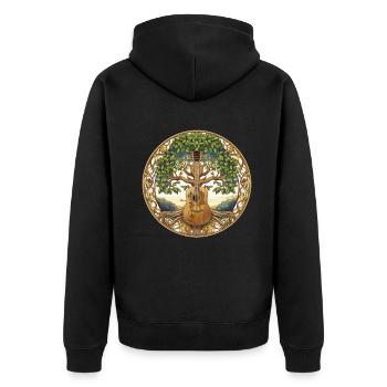 Yggdrasil Natur Musiker Baum des Lebens - Unisex Premium Bio Zip Hoodie - Schwarz - Hinten - Nico (187cm)