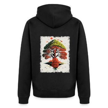 Yggdrasil Nature Musician Tree Of Life - Unisex Premium Organic Zip Hoodie - black - Back - Nico (187cm)
