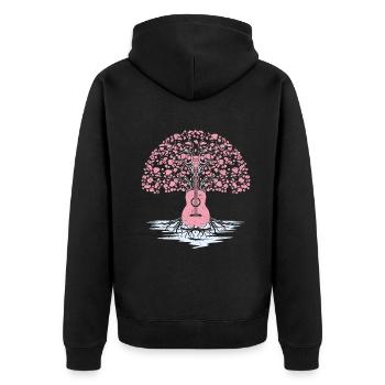 Yggdrasil Natur Musiker Baum des Lebens - Unisex Premium Bio Zip Hoodie - Schwarz - Hinten - Nico (187cm)