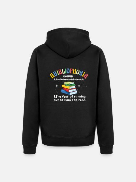 Abibliophobia Bookworm Reading Books - Unisex Premium Organic Zip Hoodie - black