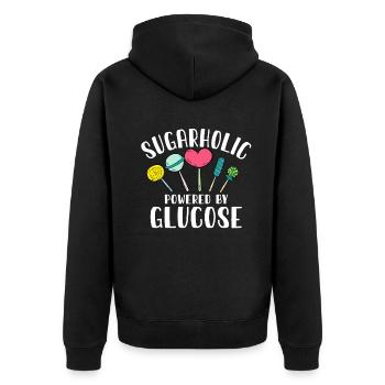 Sugarholic Sweets Zucker Süßigkeiten Enthusiast - Unisex Premium Bio Zip Hoodie - Schwarz - Hinten - Nico (187cm)