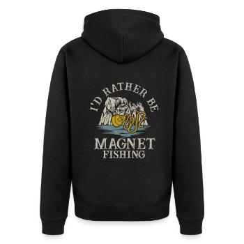 Neodymium Magnet Fishing Magnetic Fisher - Unisex Premium Organic Zip Hoodie - black - Back - Nico (187cm)