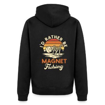 Neodymium Magnet Fishing Magnetic Fisher - Unisex Premium Organic Zip Hoodie - black - Back - Nico (187cm)