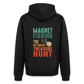 Neodymium Magnet Fishing Magnetic Fisher - Unisex Premium Organic Zip Hoodie - black - Back - Nico (187cm)