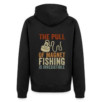 Neodymium Magnet Fishing Magnetic Fisher - Unisex Premium Organic Zip Hoodie - black - Back - Nico (187cm)