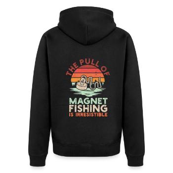 Neodymium Magnet Fishing Magnetic Fisher - Unisex Premium Organic Zip Hoodie - black - Back - Nico (187cm)