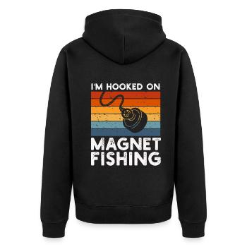 Neodymium Magnet Fishing Magnetic Fisher - Unisex Premium Organic Zip Hoodie - black - Back - Nico (187cm)