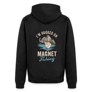 Neodymium Magnet Fishing Magnetic Fisher - Unisex Premium Organic Zip Hoodie - black - Back - Nico (187cm)