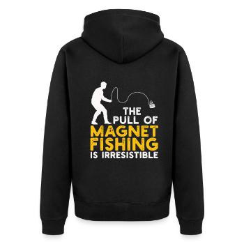 Neodymium Magnet Fishing Magnetic Fisher - Unisex Premium Organic Zip Hoodie - black - Back - Nico (187cm)