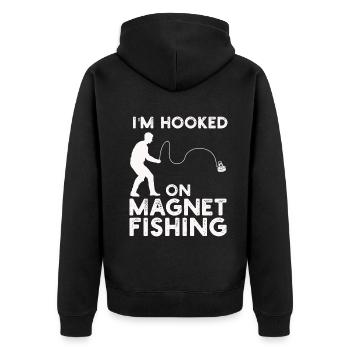 Neodymium Magnet Fishing Magnetic Fisher - Unisex Premium Organic Zip Hoodie - black - Back - Nico (187cm)