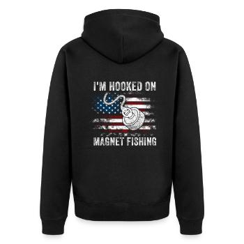 Neodymium Magnet Fishing Magnetic Fisher - Unisex Premium Organic Zip Hoodie - black - Back - Nico (187cm)