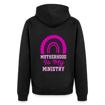 Mutterschaft ist mein Dienst - Unisex Premium Bio Zip Hoodie - Schwarz - Hinten - Nico (187cm)