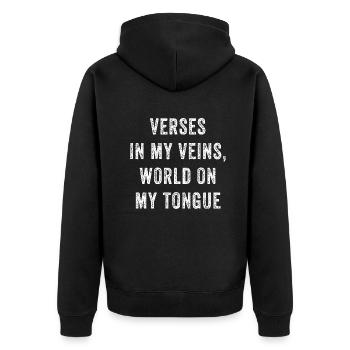Poetry Slam Schriftsteller Poet Literatur Slam - Unisex Premium Bio Zip Hoodie - Schwarz - Hinten - Nico (187cm)