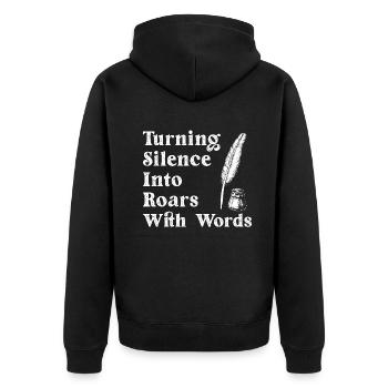 Poetry Slam Schriftsteller Poet Literatur Slam - Unisex Premium Bio Zip Hoodie - Schwarz - Hinten - Nico (187cm)